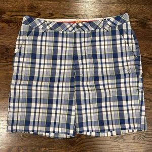 Puma Golf Shorts Mens 38 Blue Plaid Check Performance Athletic Flat Front